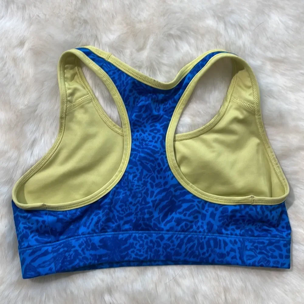 Nike Pro sports bra blue yellow design S design size small s Y2K vintage